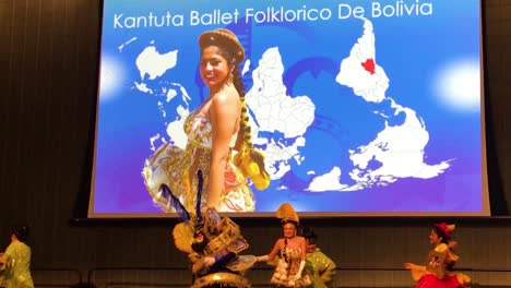 Kantuta-Ballet-Folklórico-De-Bolivia-Hombre-Y-Mujer-Vestidos-Con-Coloridos-Trajes-Tradicionales-Y-Máscaras-De-Diablo-Realizando-La-Danza-Tradicional-“folclore-De-Bolivia??