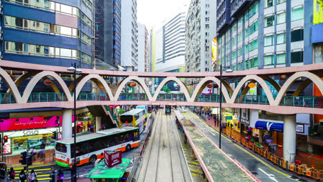 Hong-Kong-China,-circa-:-timelapse-traffic-at-Causeway-Bay-area-in-Hong-kong-City