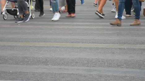 Concept-crowd-feet-with-shoes-closeup