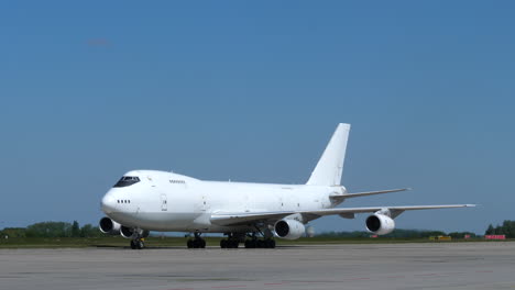 Close-up-of-Boeing-Jumbo-at-Liege-airport-on-sunny-day