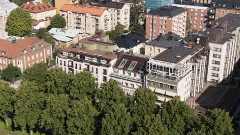 Aerial-Orbit-Over-Scandic-Park-Hotel,-Stockholm,-Sweden-In-Summer