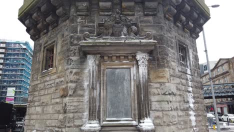 Close-up-of-the-Glasgow-Mercat-Cross-during-filming