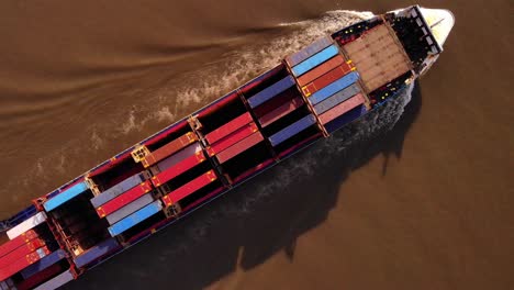 Aerial-View-Over-WEC-de-Hoogh-Cargo-Ship-Along-Oude-Maas