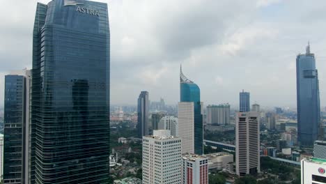 Unique-beautiful-aerial-view-of-Menara-or-Astra-tower-skyscraper-at-Jakarta-city-in-Indonesia