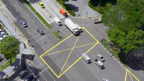 High-angle-view-of-afternoon-traffic-downtown-Singapore