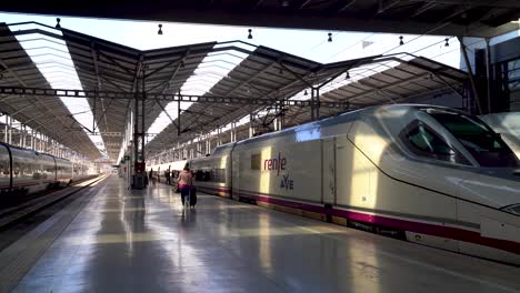 Renfe-Hochgeschwindigkeitszug-Wartet-Im-Spanischen-Bahnhof