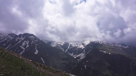 Aerial-top-shot-of-snow-caped-peak-of-Manali-India