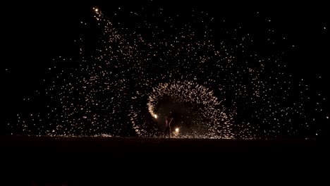 Atemberaubendes-Feuerspinnen-Display