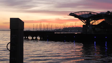 Sunrise-at-Geelong-carousel-building-located-at-Eastern-Beach,-Victoria,-Australia