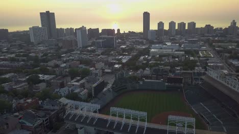 Aerial-footage-of-Wrigley-Field-in-Summer