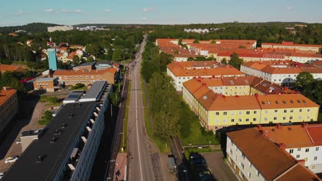 Imágenes-Aéreas-Sobre-El-Barrio-Suburbano-Kalltorp-Ubicado-En-Gotemburgo,-Suecia