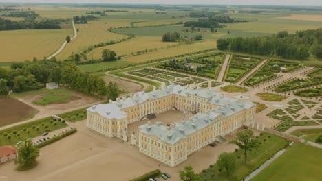Aerial-long-shot-of-Rundale-palace-in-Latvia