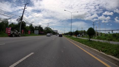 This-is-a-time-lapse-with-an-action-camera-mounted-in-front-of-the-truck,-driving-from-Pranburi-to-Hua-Hin-and-Hua-Hin-to-Bangkok-on-Phet-Kasem-Road