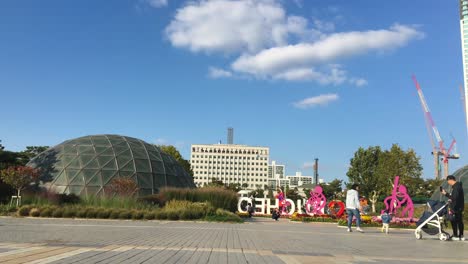 Cityscape-of-Bucheon-seen-from-the-Central-Park-in-Bucheon,-Gyeonggi-do,-South-Korea