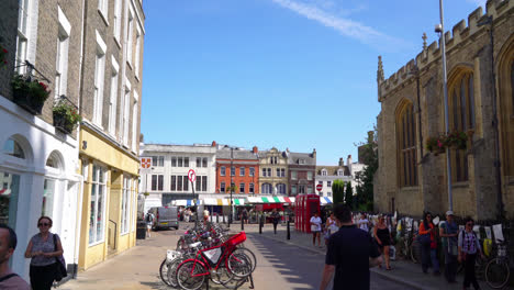 Cambridge-England,-circa-:-Market-Square-in-Cambridge,-United-Kingdom