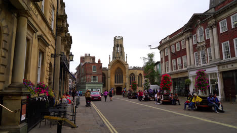 York-England,-circa-:-Shopping-area-at-Stonegate-street-in-York,-UK