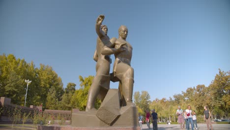 The-Monument-of-Courage-in-Tashkent,-Uzbekistan-dedicated-to-the-strongest-earthquake-of-1966