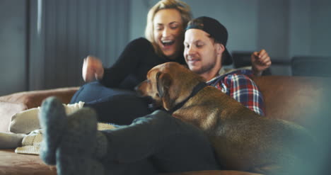 Lifestyle-Couple-Playing-With-Dog-