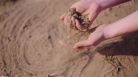 Farmer-Touching-Dirt-In-Hands-Pouring-Organic-Soil-2
