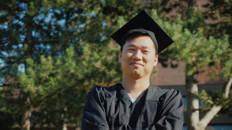 Porträt-Eines-Asiatischen-Mannes-In-Absolventenkleidung-College-Abschlusskonzept