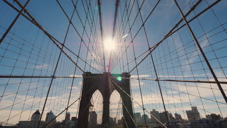 First-Person-View-Of-The-Brooklyn-Bridge-In-The-Direction-Of-Brooklyn-The-Sun-High-In-The-Sky-Will-L