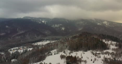 Luftaufnahme-Des-Schneebedeckten-Waldes-In-Den-Bergen-6