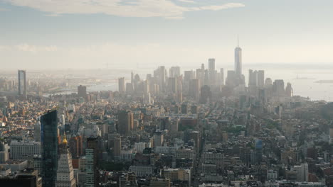Morning-Over-Manhattan---View-From-Above-On-The-Business-District-Of-New-York