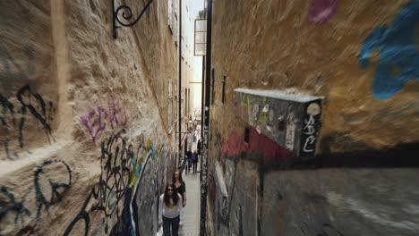 Morten-Trotzig's-Lane-Is-The-Narrowest-Street-In-Stockholm-Its-Width-Is-Only-90-Centimeters-Tourists