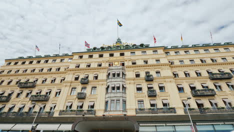 Building-Of-The-Grand-Hotel-In-Stockholm-Sweden-Steadicam-Video-Shot