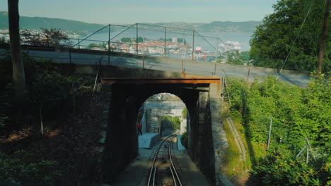 View-From-The-Riding-Up-The-Cable-Car-To-The-City-Of-Bergen-In-Norway-4k-Video