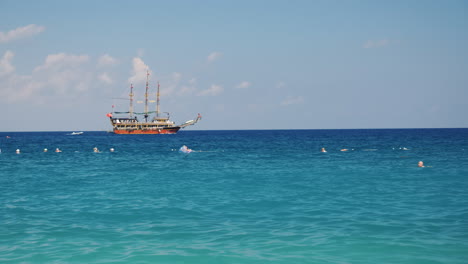 Ship-Stylized-Pirate-Sailboat-Sailing-On-The-Sea-Black-Sea-Near-Kemer