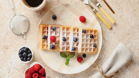 Waffles-served-on-plate-with-berries