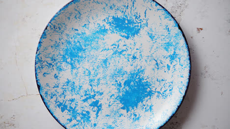 Blaue-Handbemalte-Keramik-Servierplatte