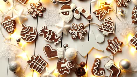 Christmas-sweets-composition--Gingerbread-cookies-with-xmas-decorations