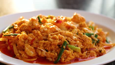 delicious crab curry stir fry on a plate