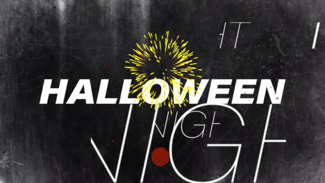 halloween text animation over dark grunge background with red specks