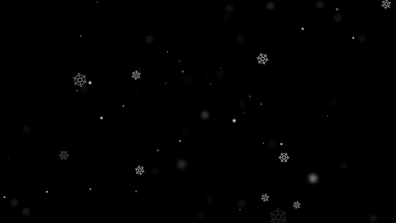 2d 모션 그래픽 스노우 배경: 빛의 보케로 날아다니고 박이는 입자의 애니메이션으로 추상적인 배경.