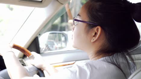 woman driving a car