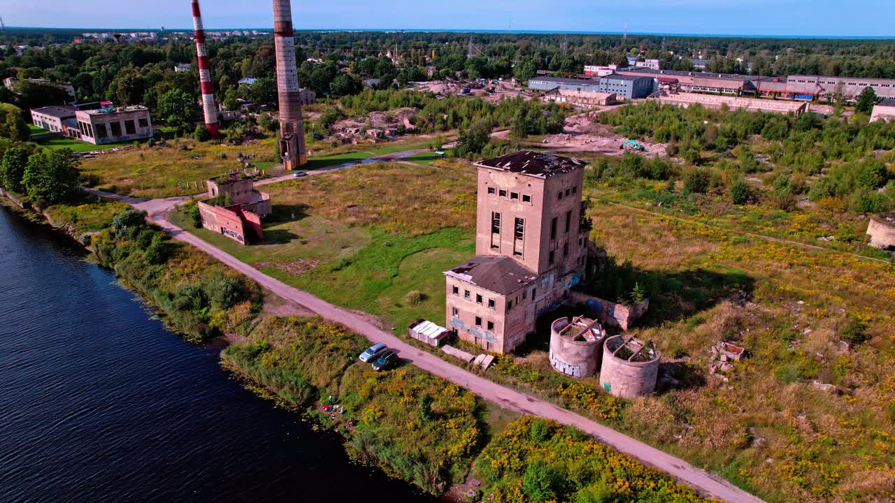 Exploring an abandoned building in Latvia from above