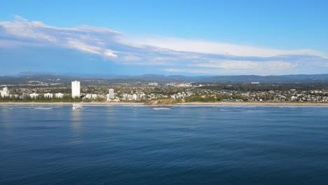 panorama of the cityscape of burleigh heads and the turquoise blue water of burleigh beach in australia