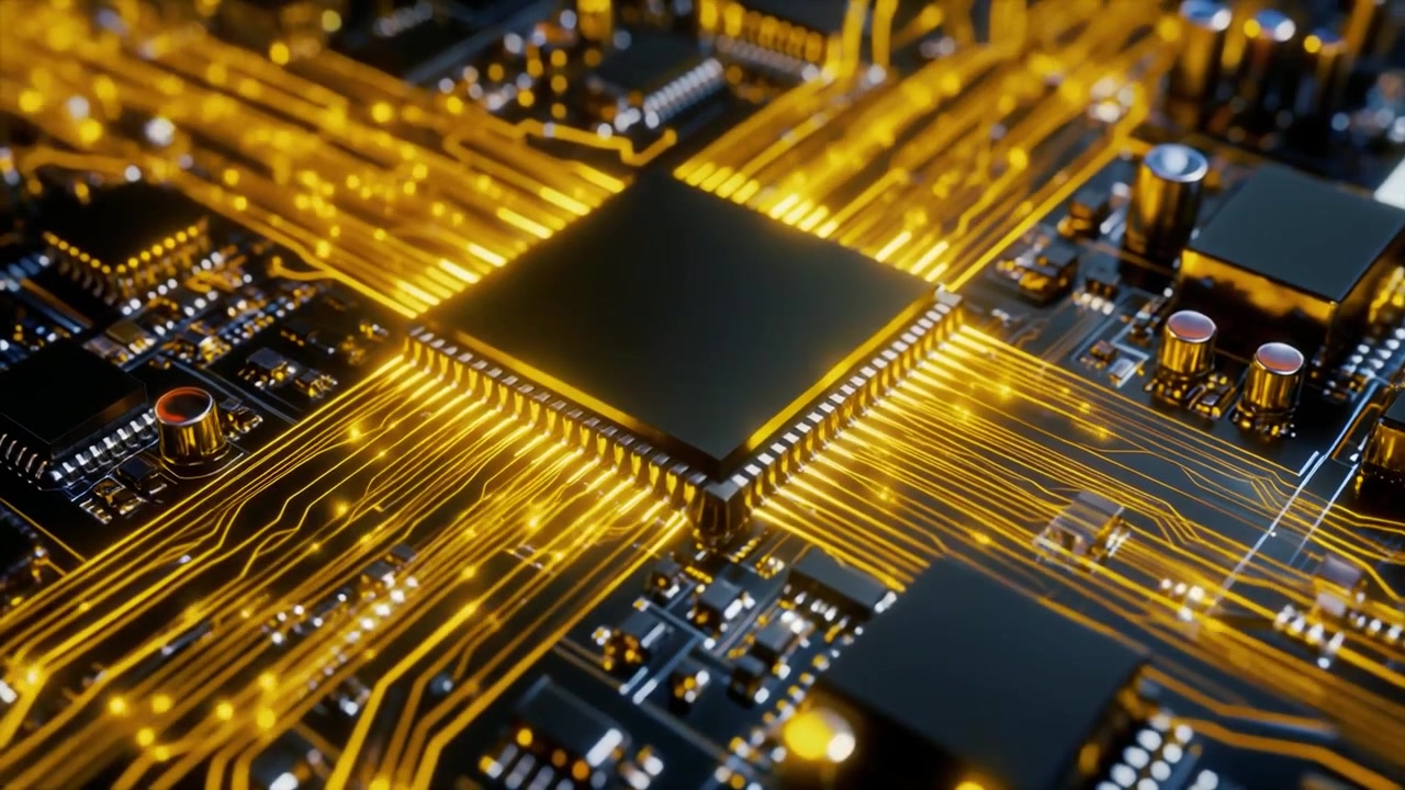 Data strømmer gennem en central processor på et printkort