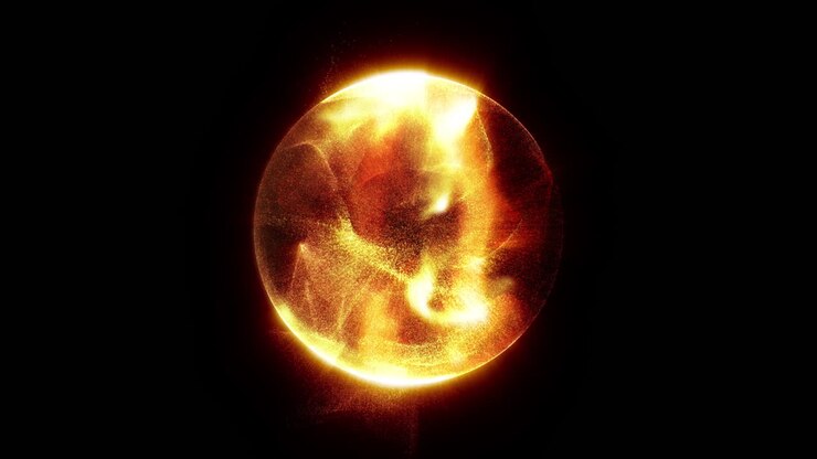 immersive world of a vibrant dynamic particle sphere, offering visually engaging content for futuristic concepts