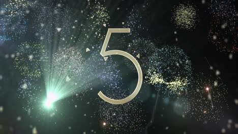 fireworks animation in dark sky with number