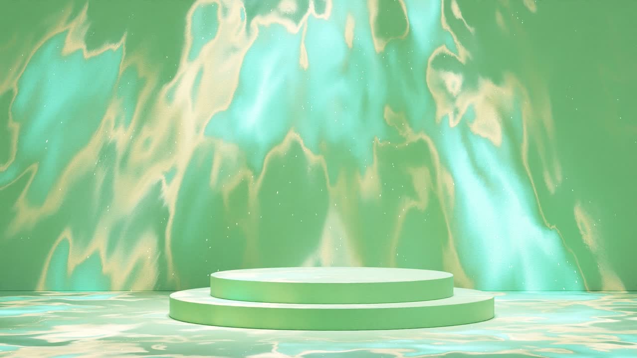 전자 상거래 판매 할인 및 액체 배경 3d 렌더링 애니메이션 트리핑 사이키델릭 녹색 무지개