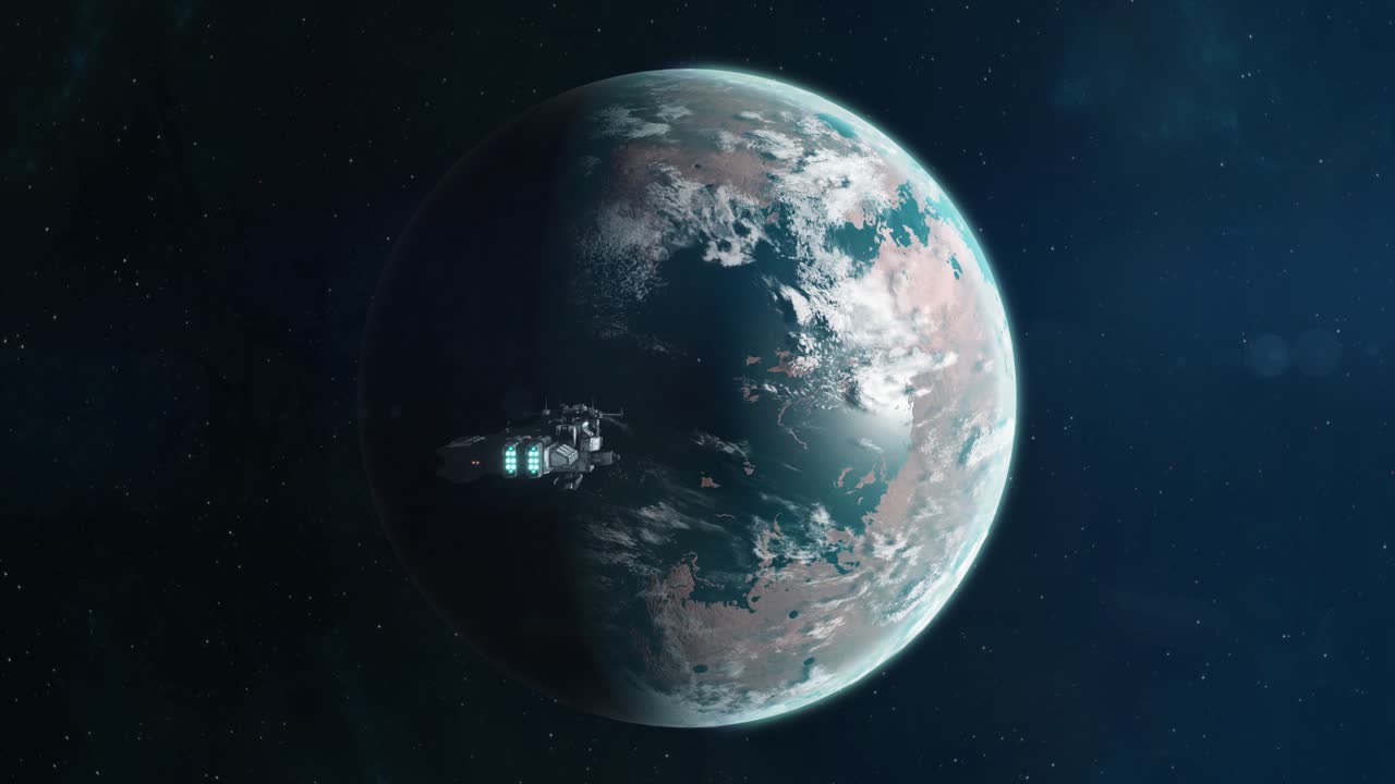 nave espacial que se dirige hacia un exoplaneta distante