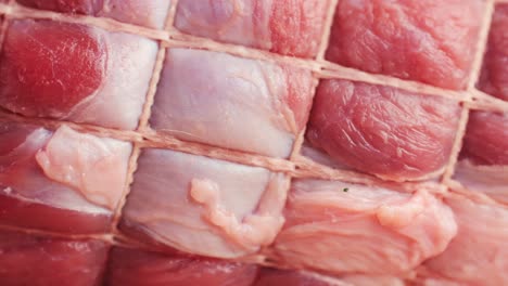 close-up of a tied roast
