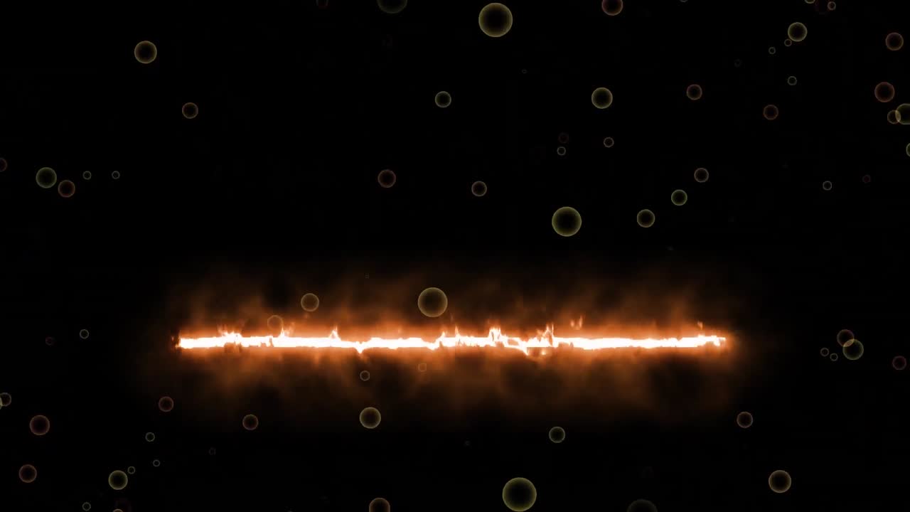 검은색 배경에 있는 원 위에 불을 붙인 선의 애니메이션