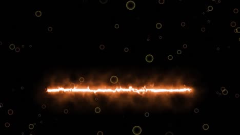 Animation of line with fire over circles on black background