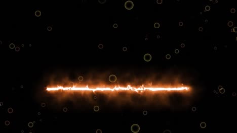 animation of line with fire over circles on black background