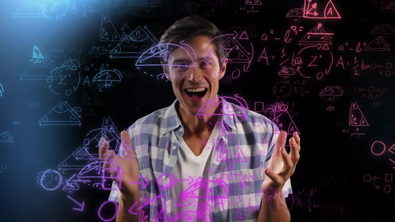 수학적 방정식에 대한 행복한 사람.